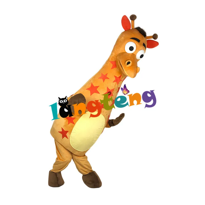 965 Hot Sale Cute Orange Giraffe Mascot Costume Cartoon Character Carnival Fancy Costume Party Clothes