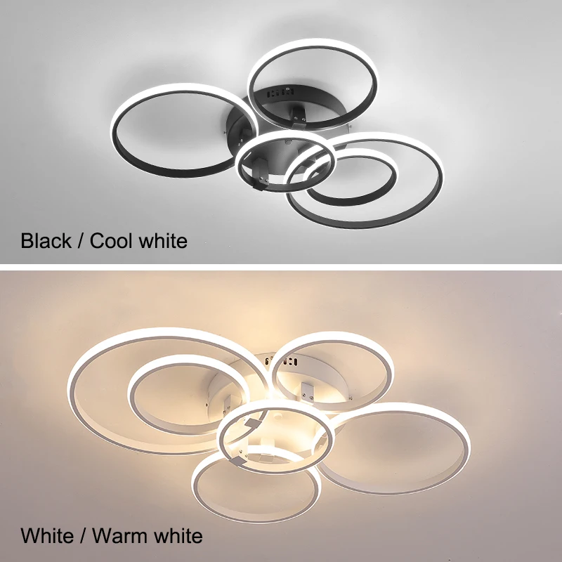 Hot led Chandelier lights Dimmable+APP rings designer for living room bedroom ceiling Modern chandelier fixtures lampara techo