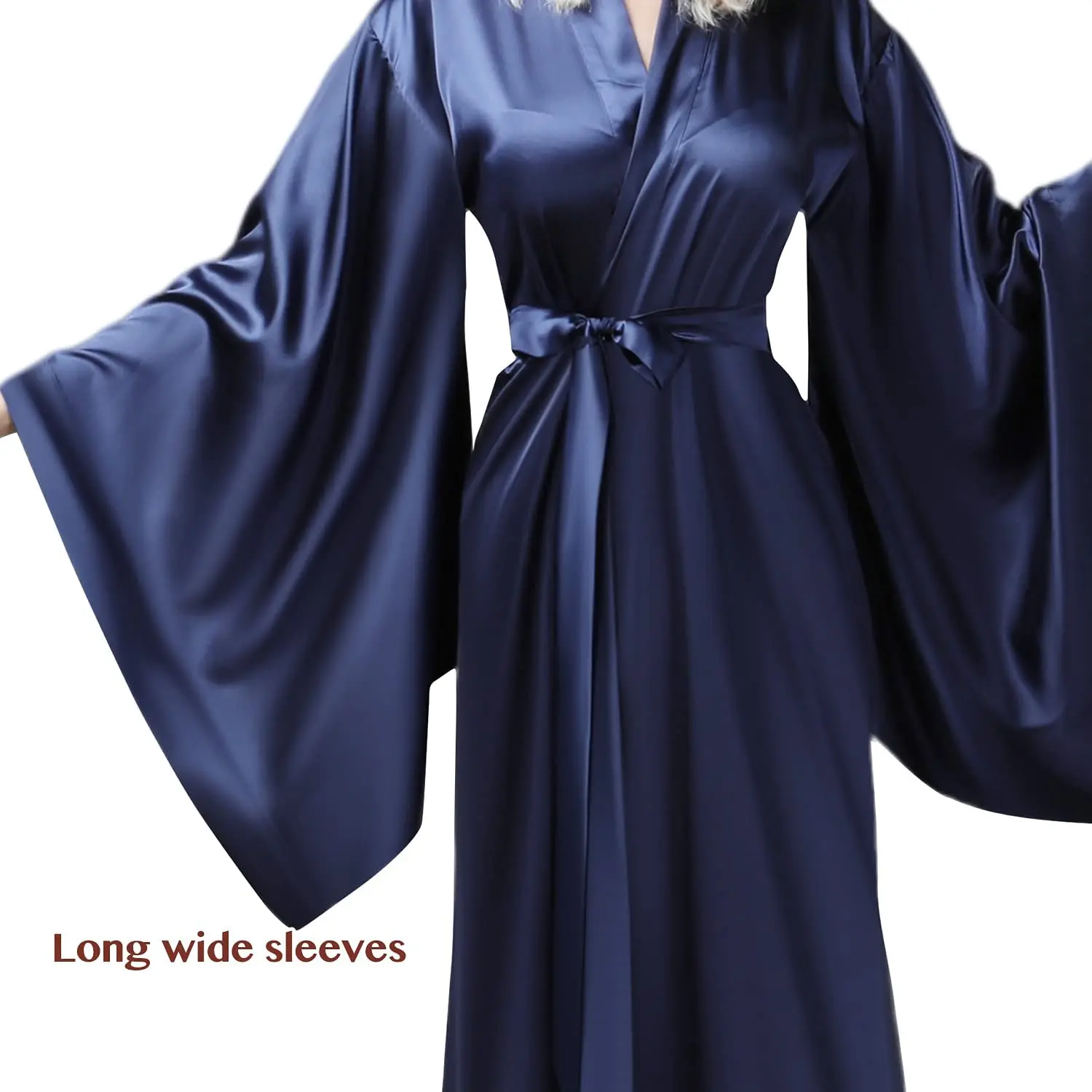 Blue Puffy Evening Dresses Silk Satin Kimono Robe for Photoshoot Sheer Bride Photo Robes Boudoir Babyshower Gown Custom Made