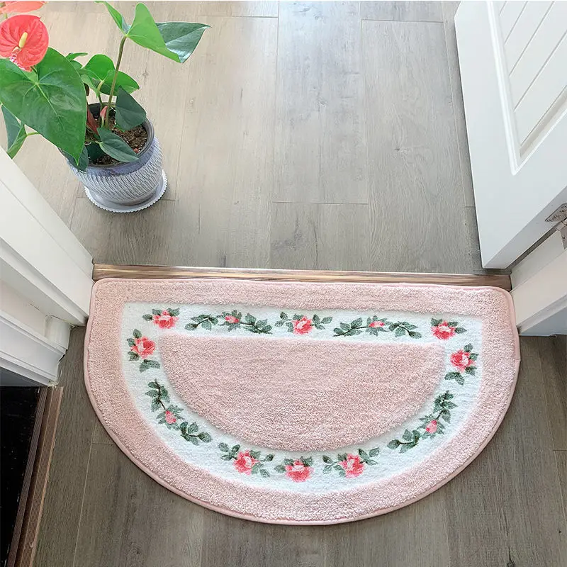 Short Plush Absorbs Water Oval Bath Non-Slip Mat Simple Letter Carpet Absorbent Bathroom Foot Pad  Rugs Balcony Entrance Doormat
