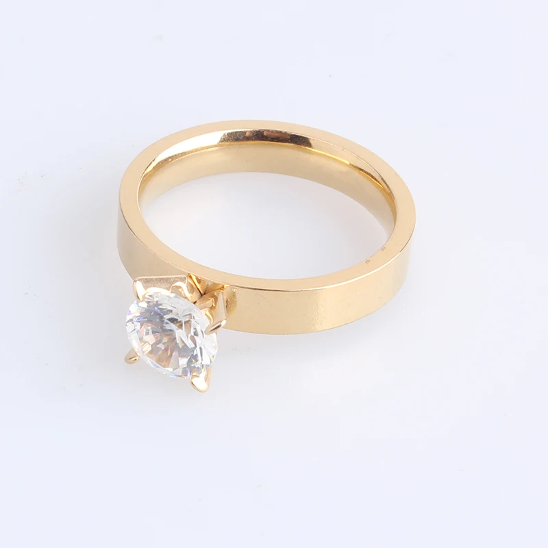 wedding rings 4mm gold color Flat small zircon Stainless Steel Wedding rings for women men wholesale