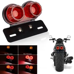 12V Universal Motorcycle LED Taillight Rear Stop Brake Lights Motorbike Motor Turn Signal Indicators License Plate Lamps For BMW