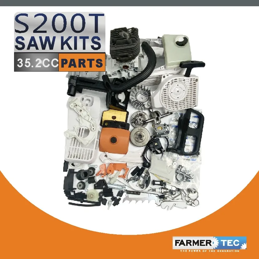 Farmertec-piezas de reparación completas, compatibles con Stihl MS200T 020T, Motor de motosierra, cárter, cilindro, pistón, cigüeñal