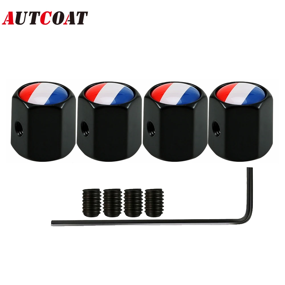 

AUTCOAT 4Pcs/Set France Flag Anti-theft Chrome Car Wheel Tire Valve Stem Caps For Cars, SUVs, Bike, Bicycle, Trucks, Motorcycles