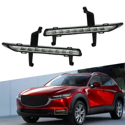 1Pair LED DRL For Mazda CX-30 CX30 2020-2023 Car Front Bumper Daytime Running Lamp Dynamic Turn Signals White+Yellow Lights