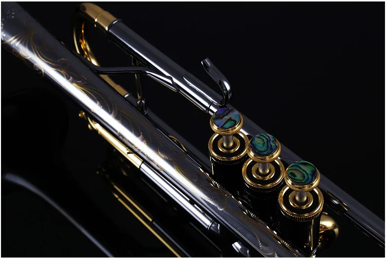 New Arrival Bb Tune Trumpet Musical Instrument Brass Black Nickel Gold Plated B Flat Trumpet Horn with Mouthpiece Free Shipping