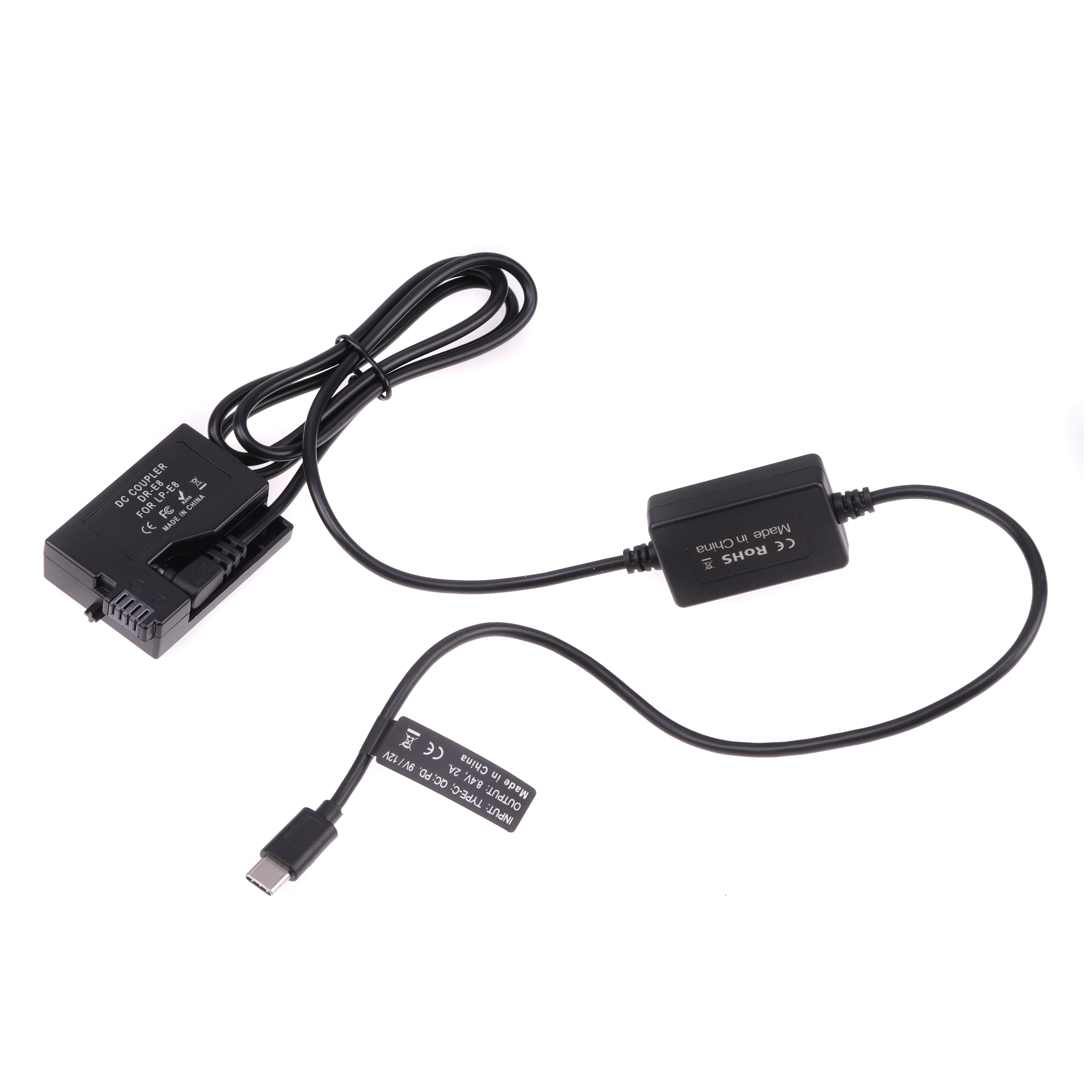 FOTGA LP-E8 Dummy Battery Adapter Power Supply with TYPE-C Cable for Canon 550D 600D 650D 700D Kiss X7i X6 X5 X4 Rebel T5i T4i