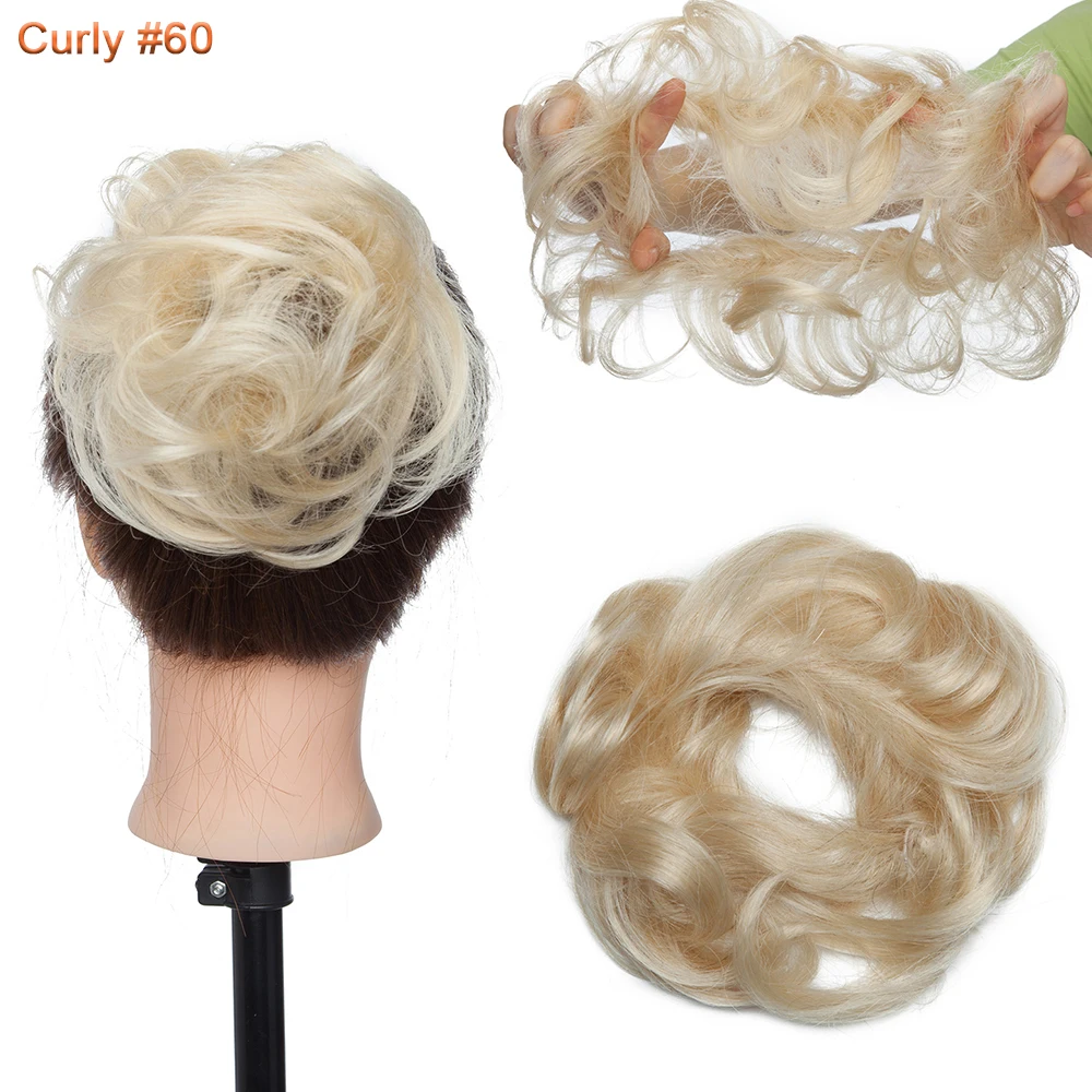 SEGO 100% Menschliches Haar Brötchen Elegante Chignon Scrunchies Haarpferdeschwanz Gerade Donut Updo Haar Stück Für Frauen 17g – Detail 16