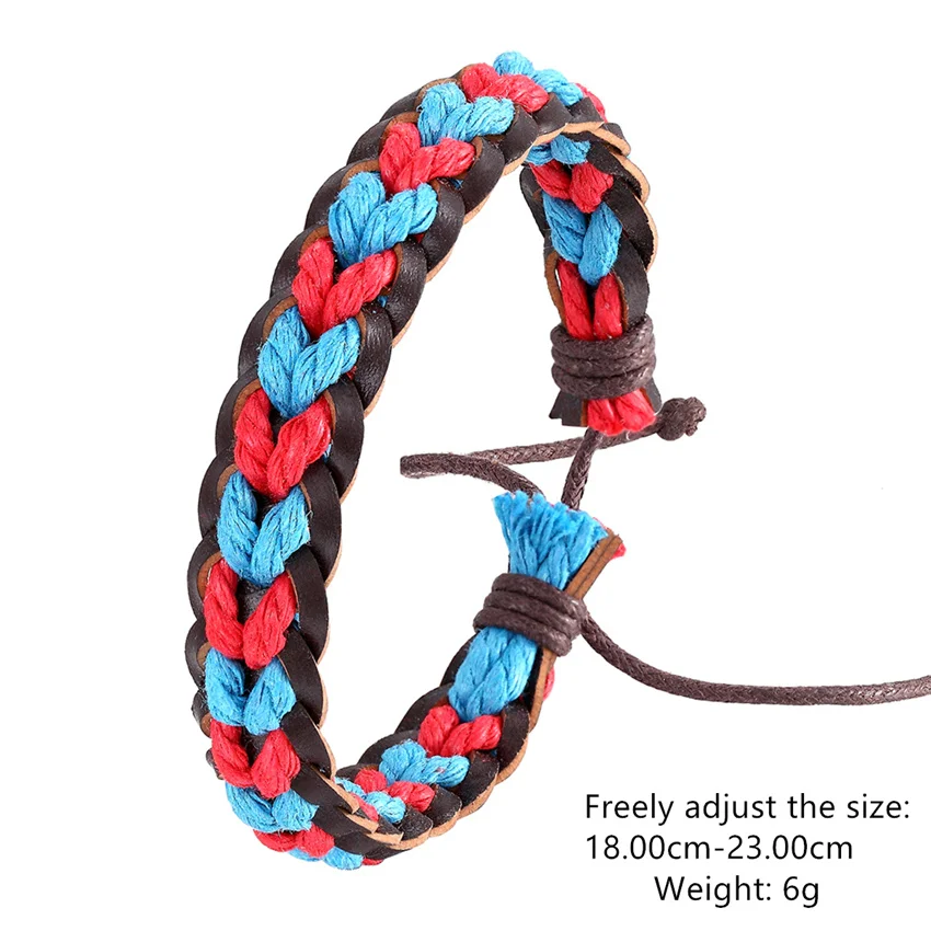 2023Hand-woven Fashion Seven Colors Jewelry Leather Bracelet Women Personality Vintage Punk Bracelet Men Summer Gift Pulseira