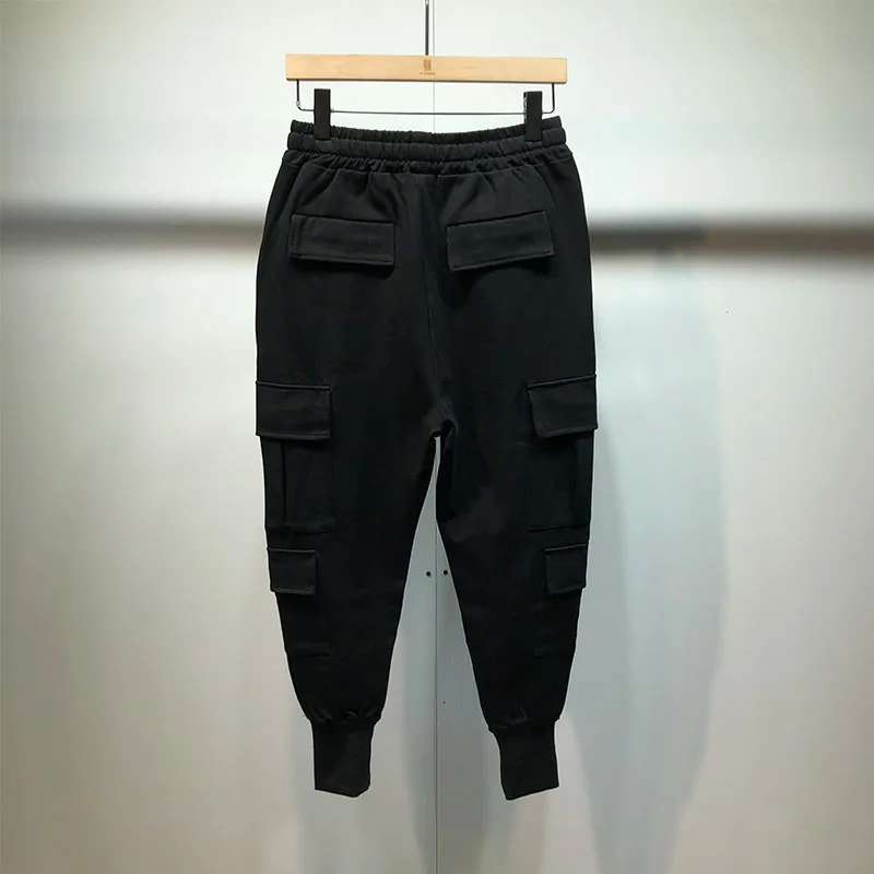 Men's New Street Dark Multi-Pocket Fashion Trend Stretch Casual Loose Large Size Small Foot Cargo Pants