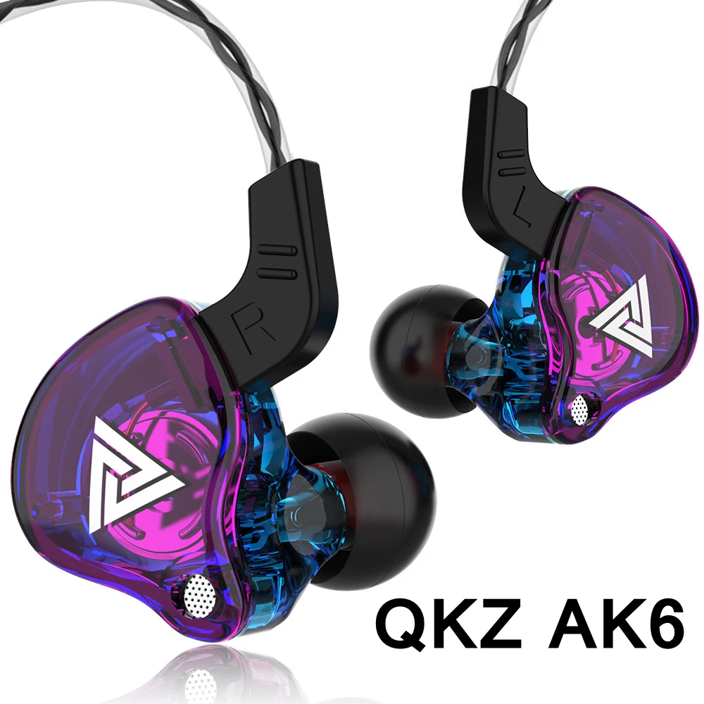 QKZ AK6 3.5mm Wired Headphones Copper Driver Stereo HiFi Earphone Bass Earbuds Music Running Sport Headsets Games fone qkz