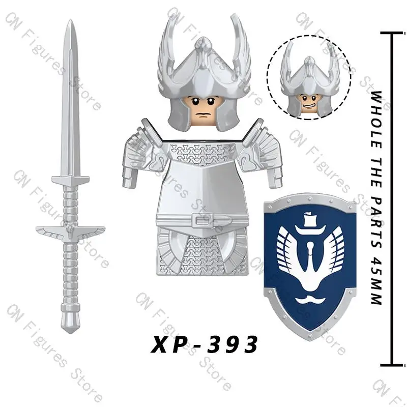 Lord Medieval Time Gondor Swan Knight Warrior Figures Building Blocks Accessories Armor Shield Weapon Toys For Children KT1051