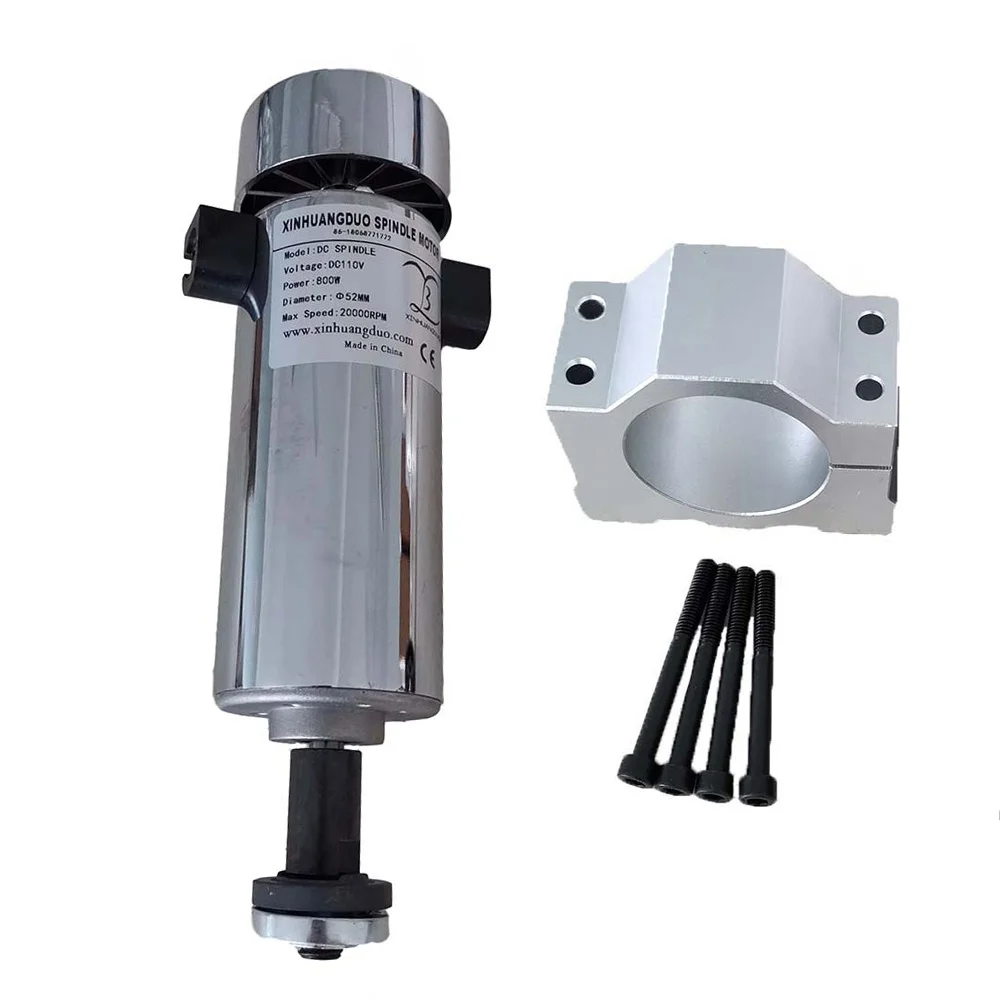 800W DC spindle Motor 0.8KW DC 0-110V 20000RPM CNC Carving Milling Air cold Spindle Motor For Engraving + 1PCS 52mm Clamp