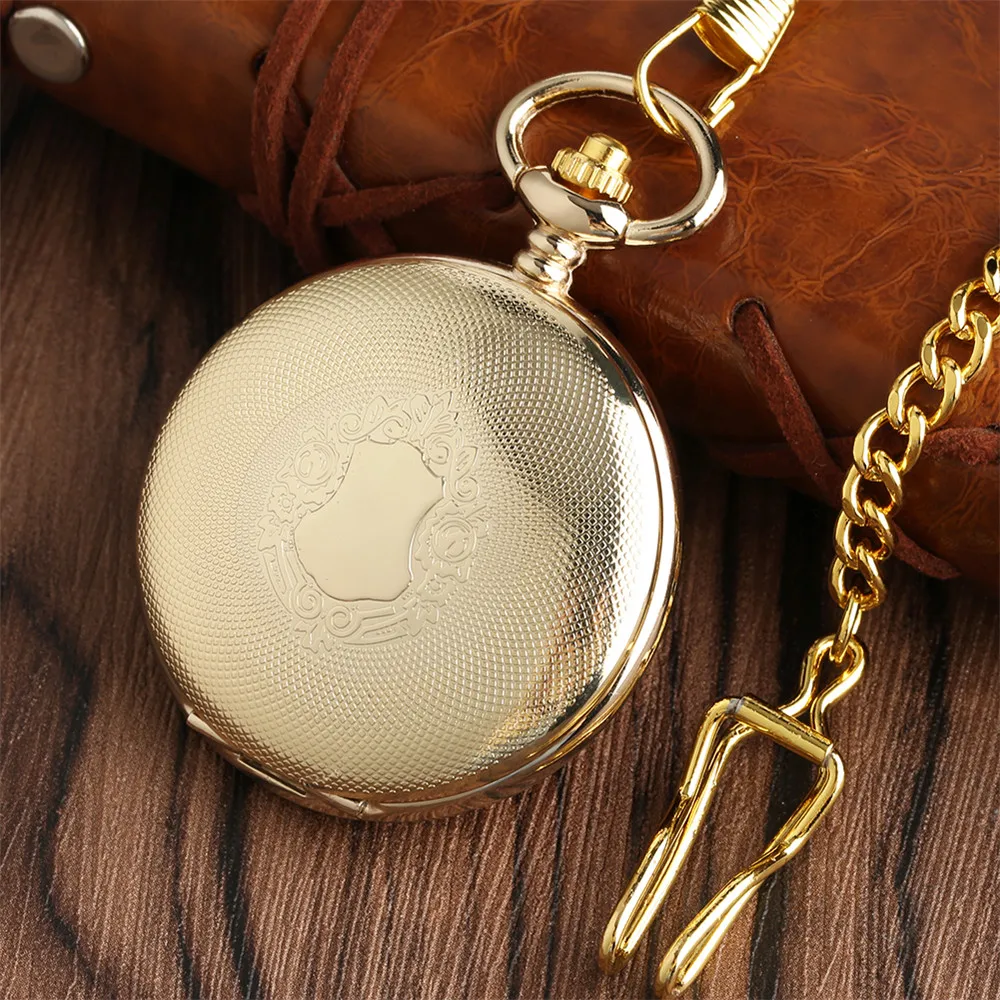 Classic Gold Mechanical Hand Winding Pocket Watch Shield Snake Pattern Vintage Pendant Manual Machinery Timepiece Gifts Male