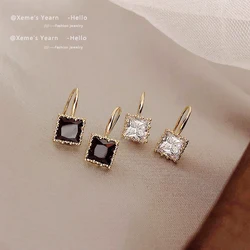 2025 New Fashion Women's Geometric Crystal Square Mini Earrings South Korea Sexy Trend Women's Jewelry Classic Small Earrings