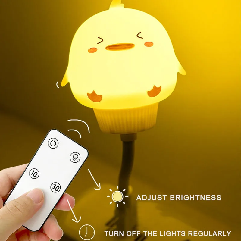 LED Anak USB Lampu Malam Lucu Kartun Lampu Malam Beruang Remote Control untuk Bayi Anak Kamar Tidur Dekorasi Lampu Samping Tempat Tidur Hadiah Natal