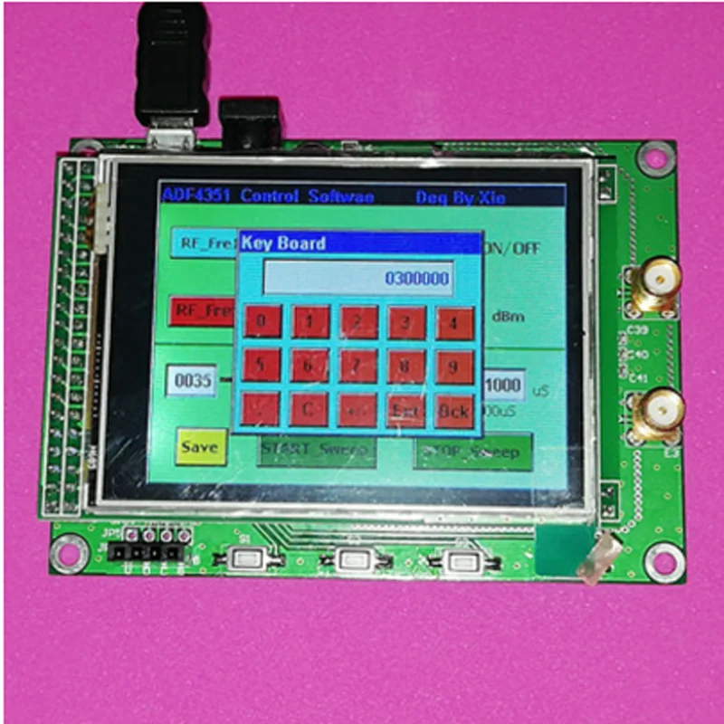 

RF sweep frequency Signal Source Generator Board 35M-4.4G with color STM32 TFT Touch LCD ADF4351