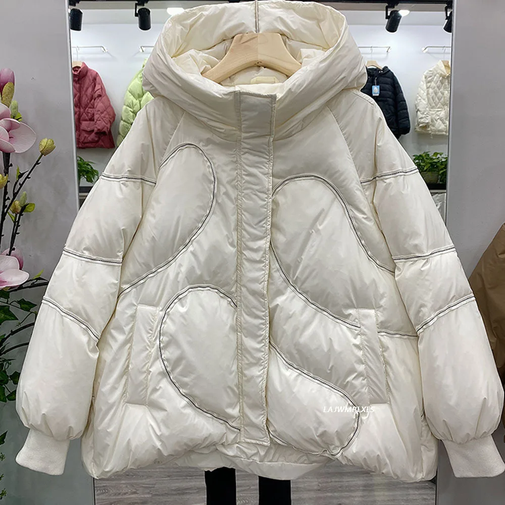 2022 Winter Feather Jacket Fashion New Womens Down Jackets Simple Design Hooded Coats Warm Thicken Short Casual Down Parka