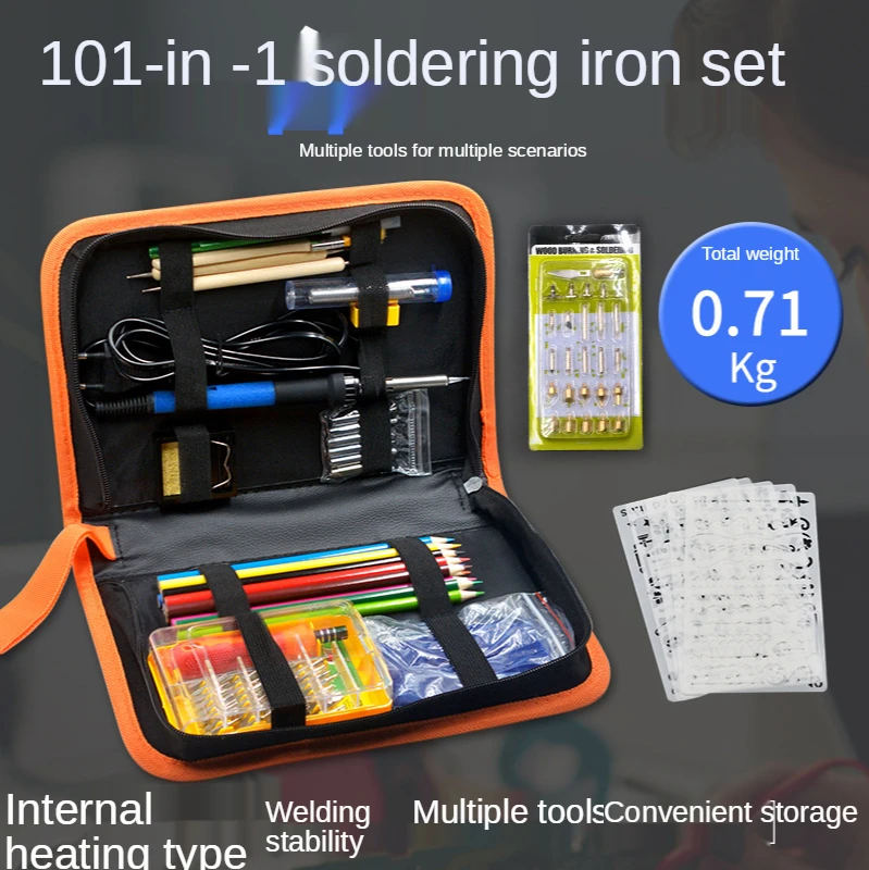 

Internal heating thermostatic pyrography iron 15 pieces repair kit covered 101 times and cooled high-power electric suits