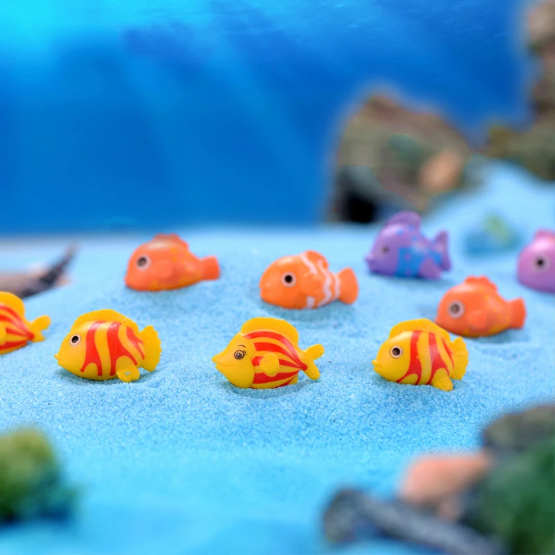 10 Pcs Cartoon Fish DIY Micro Landscape Aquarium Decor Fish Tank Waterscape Creative Small Fish Plastic Ornaments Crafts