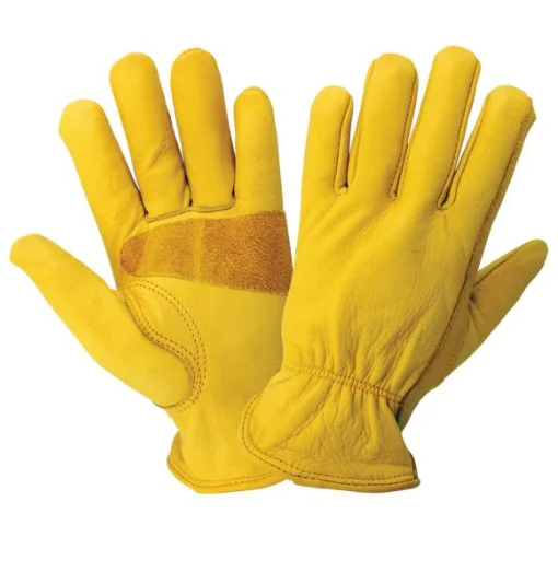 Guantes de trabajo de cuero, doble Palma, piel de vaca auténtica, conducción, jardinería, construcción, minería, guante de trabajo