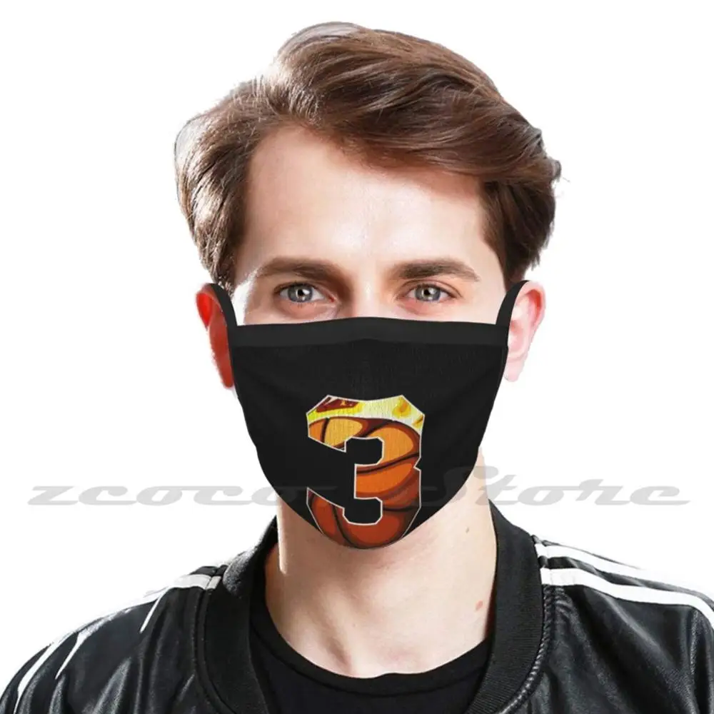 Boys Personalized Custom Number 3 Basketball Mask Cloth Reusable Print Filter Washable Boys Personalized Custom Number