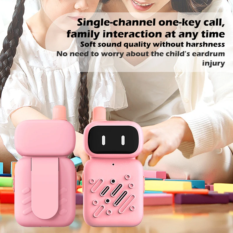 Recarregável 2 pçs crianças walkie talkie brinquedos 2km handheld transceptor destaque telefone rádio interfone presentes de aniversário para a menina do menino