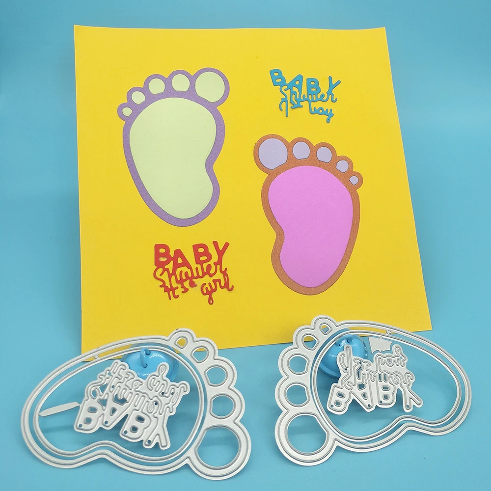 A pair of cute baby footprints, footprints metal cutting dies, scrapbook album decoration DIY handmade art