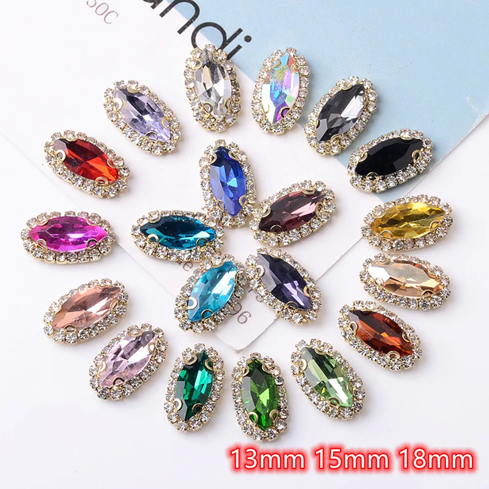 Rhinestone Buttons Horse Eye 10pcs Sparkling Crystal Glass Stone Craft Buttons DIY Clothes Decoration Sewing Accessories