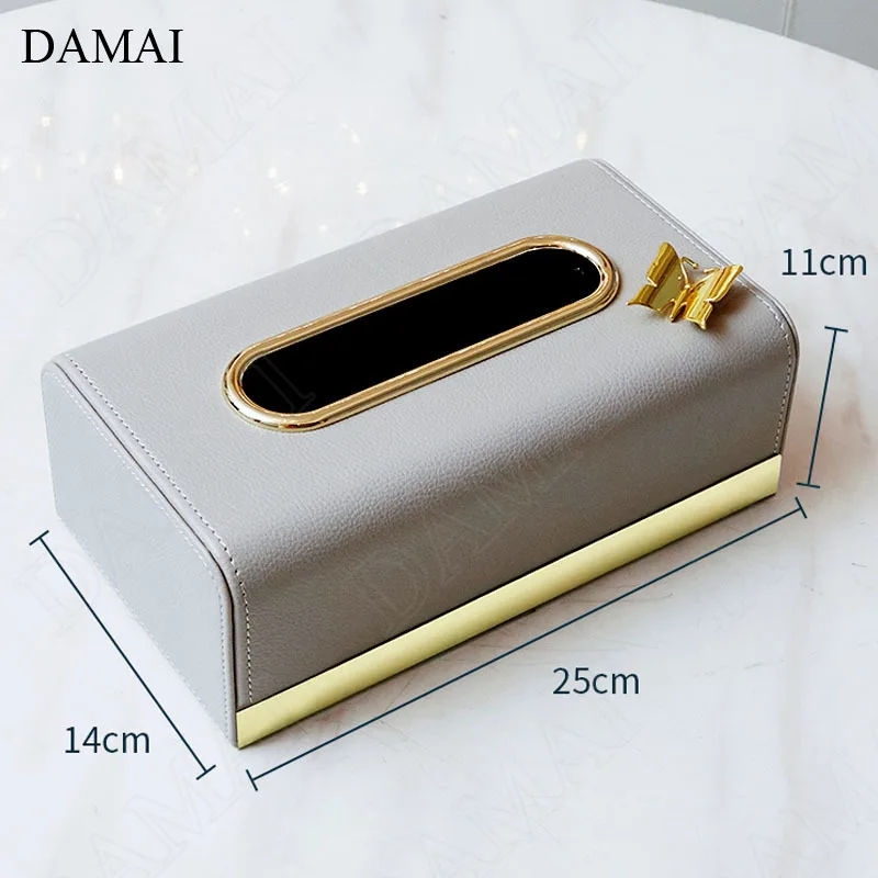 Golden Stroke Leather Tissue Boxes Nordic Modern Gild Butterfly Decorative Paper Towel Storage Box Bedroom Living Room Ornaments