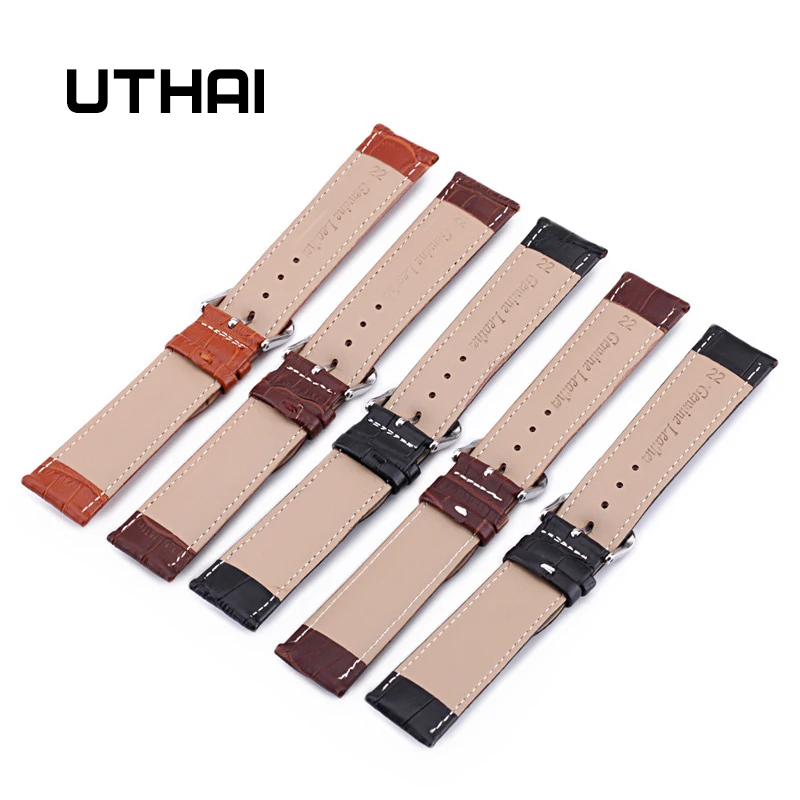 UTHAI Z08 Watch Band Leather Straps 10-24mm Watch Accessories High Quality Brown Colors Watchbands