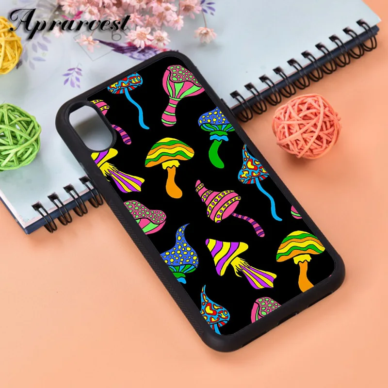 Aprarvest Mushroom Trippy Silicone Rubber Phone Case Cover For iPhone 6 6S 7 8 PLUS X XS XR 11 12 MINI PRO MAX