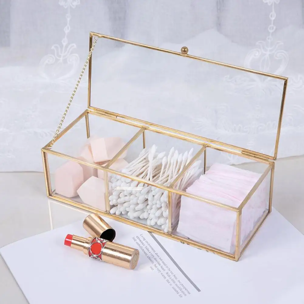 Desktop Storage Box Glass Jewelry Box Jewelry Organizer Holder Tabletop Earrings Ring Container Home Jewelry Container