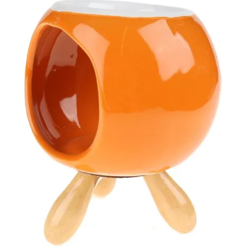 Attach Wood Floor Standing Oval Ceramic Censer Orange