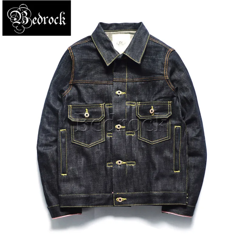 16oz heavy Unwashed Raw Denim jacket for men Pure cotton Pramiry color cattle jacket replica visvim101 vintage denim jacket