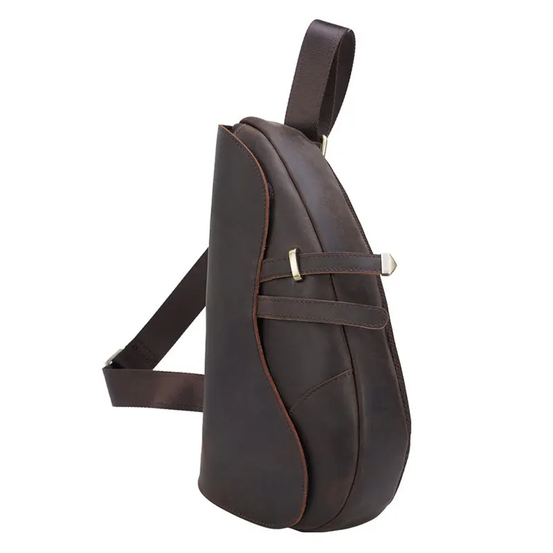 High Quality Leather Saddle bag Genuine Leather Chest Bag Crossbody Bag Men\'s Leather Chest Pack Single Shoulder Backpack