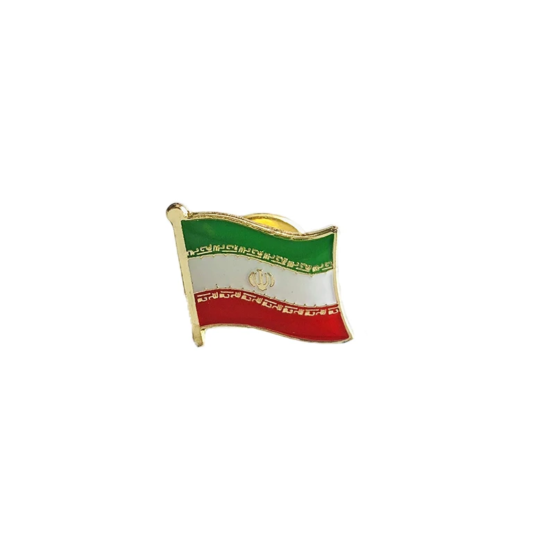 Iran National Flag Crystal Epoxy Metal Enamel Badge Brooch  Collection Souvenir Gifts  Lapel Pins Accessories  Size1.6*1.9cm