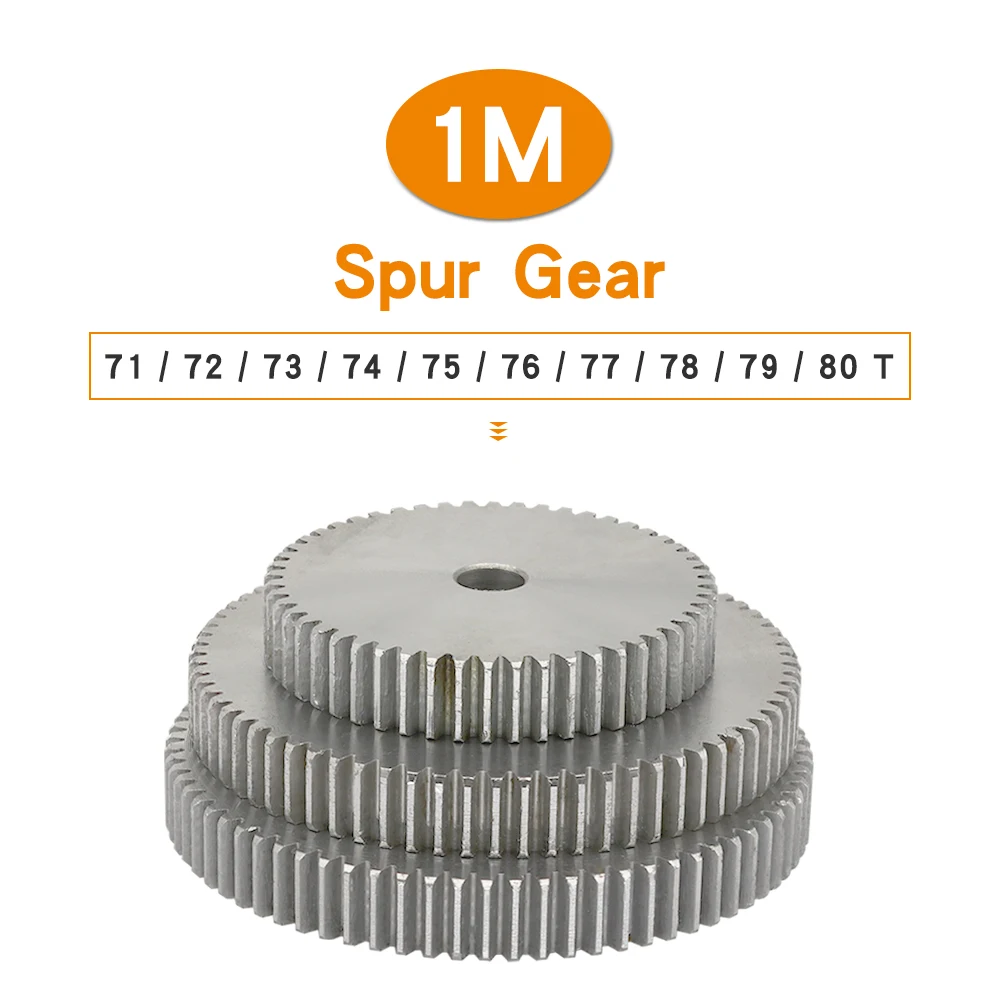 1 Piece Cylindrical Gear 1M-71/72/73/74/75/76/77/78/79/80T SC45# Carbon Steel Material Gear Wheel For Transmission Parts