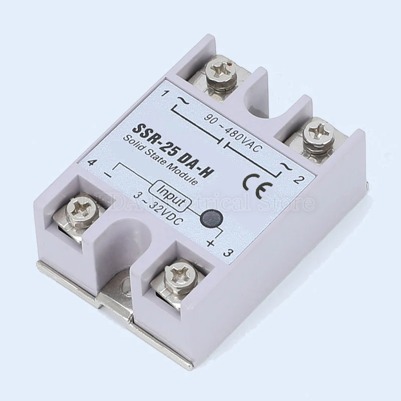 1Pcs Single Phase Solid State Module Relay SSR-10DA-H SSR-25DA-H SSR-40DA-H 10A 25A 40A 3-32V DC Input  90-480V AC Output New