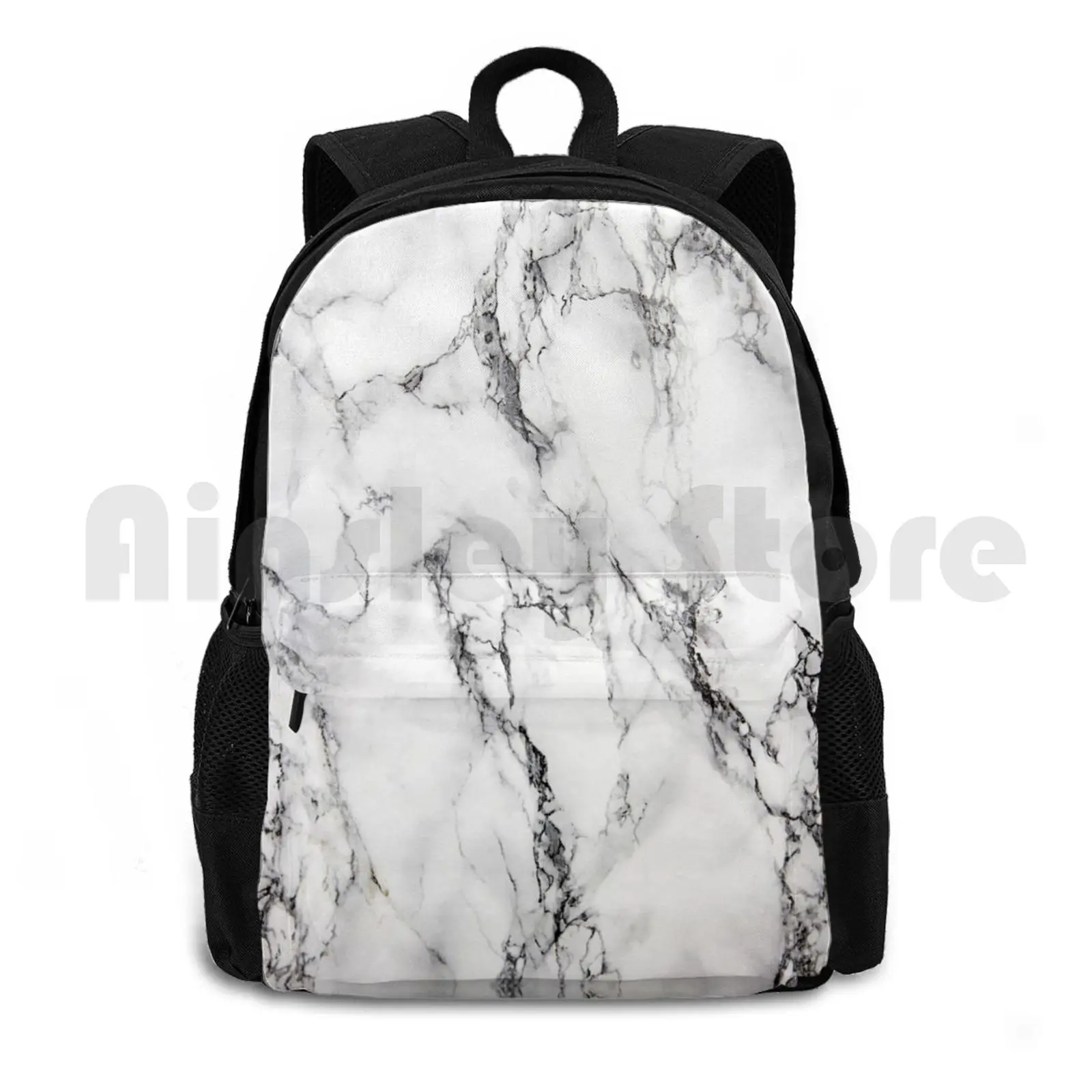 Marble Outdoor Hiking Backpack Waterproof Camping Travel Marble Black White Background Pattern Phone Case Trendy Trendy Popular