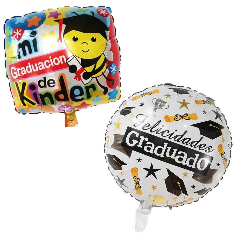 10Pcs Spanish Congratulation Graduate Balloons 18Inch Square Round Air Globos Graduation Party Decoration Supplies Kids Toy Gift