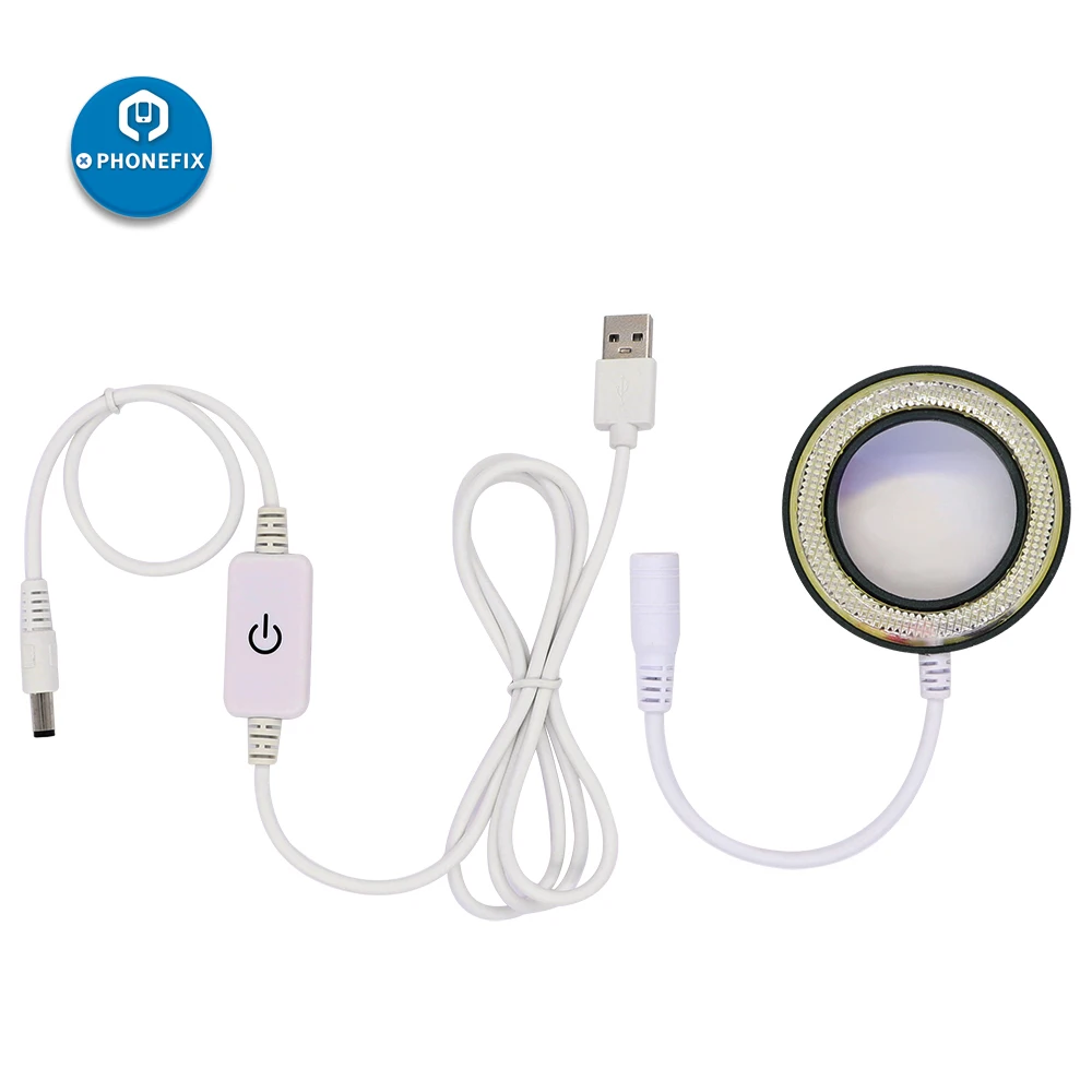 

PHONEFIX SS-033C 2-IN-1 USB Adjustable LED Round Light with UV Oil Smoke Dust Proof Mirror for Microscope Lens Protection