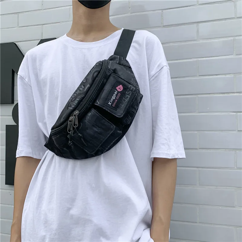 

Trend Chest Bag Street Style Crossbody Pouch Unisex Letter Printing Messenger Bag Multi-Function Anti Theft Short Travel Bags