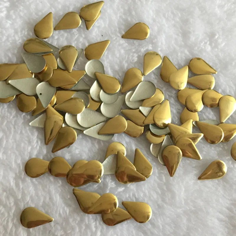 Silver/Gold Hot-Fix Rhinestuds Drop Shape Loose Beads Metallic Decoration For Clothing/shoes/bags 200PCS DIY Crafts Accessories