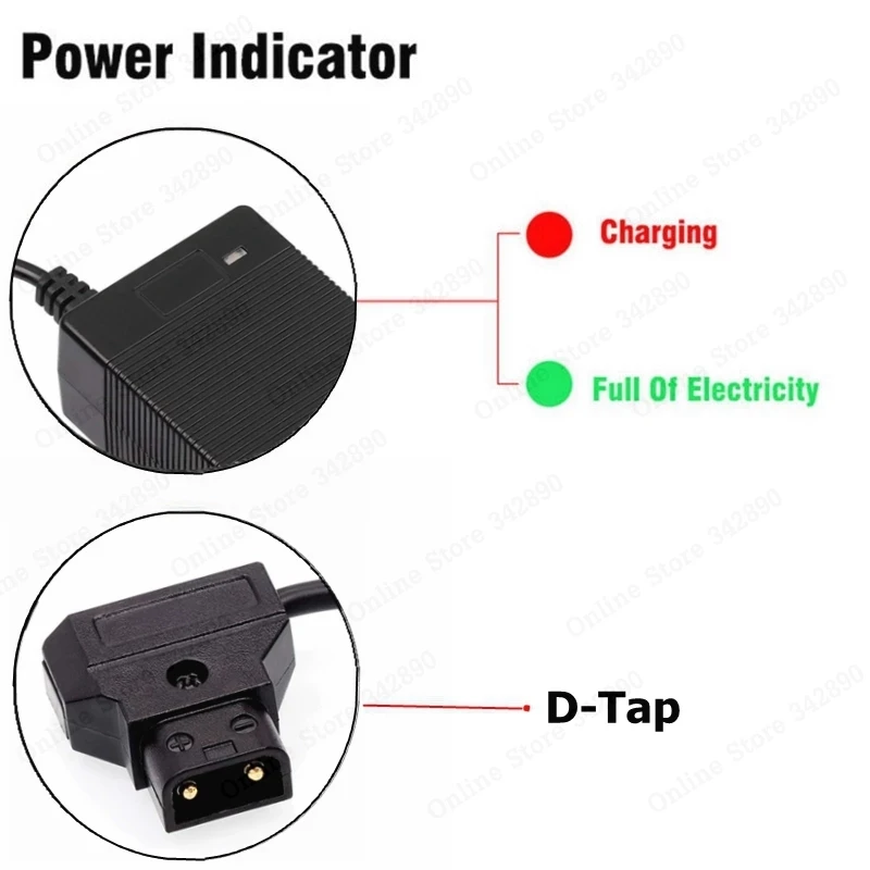 16,8 v 3a d-tap ładowarka do kamery, v mocowanie/blokada akumulatora, aktualny adapter do kamery, wtyczka dtap