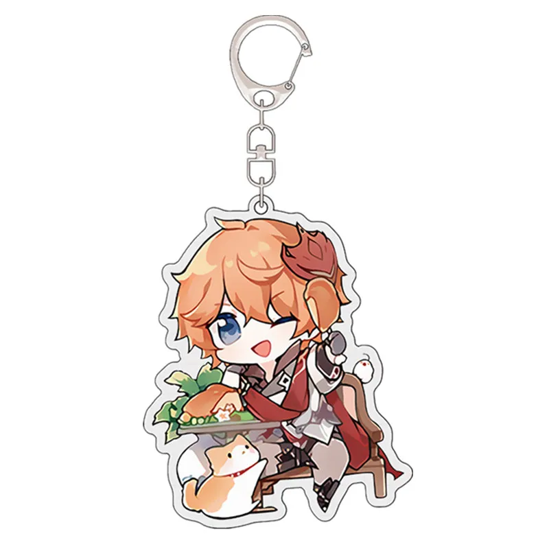 Game Impact Diluc Ragnvindr Barbatos Venti Cosplay  Keychain Badge Accessories Key Chain Cartoon Pendant