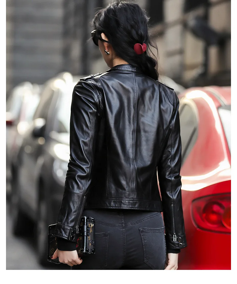 2022 Women Short Locomotive Autumn and Winter New Stand-up Collar Jacket All-match Leather Jacket G3