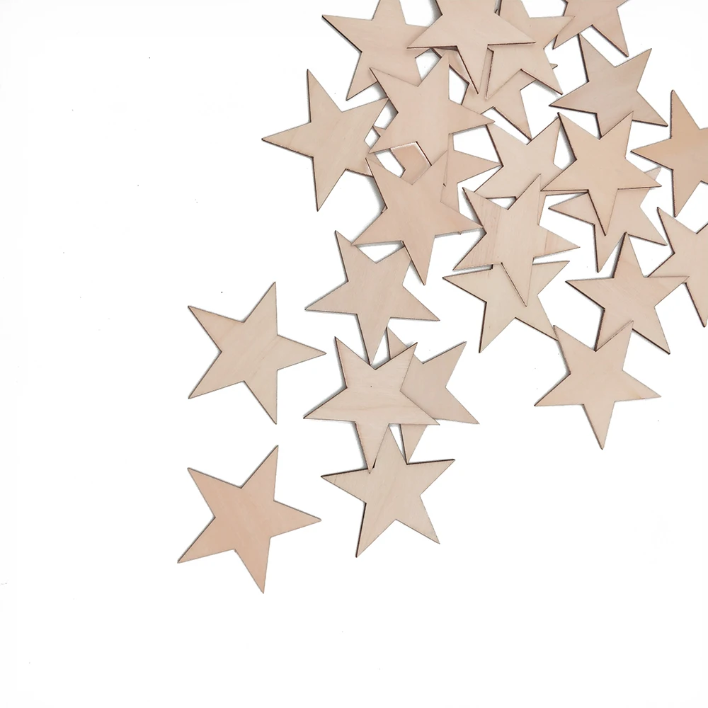 25szt 60mm 2.36inch Wedding DIY Craft Festival Wooden Star Cutouts Christmas Star Wooden Ornaments for Embellishments