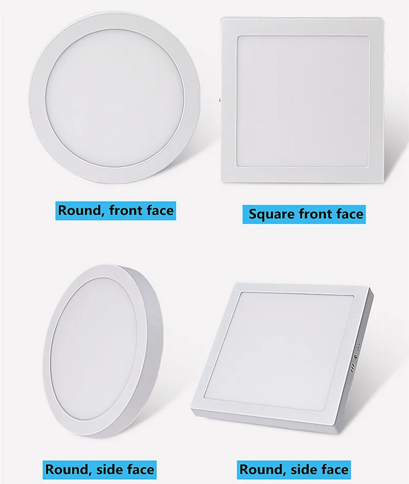 Round and Square LED Plated Panel Lights 9W/15W/25W Surface Mounted LED Ceiling Down Lights AC110-220V + LED Drives