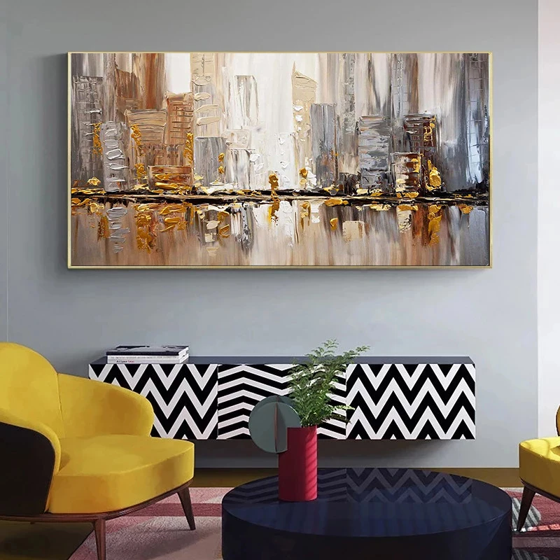 GATYZTORY40x80cm Frame Diy Painting By Numbers City Corrugation Painting Acrylic Paint By Numbers Large Size For Living Room Art